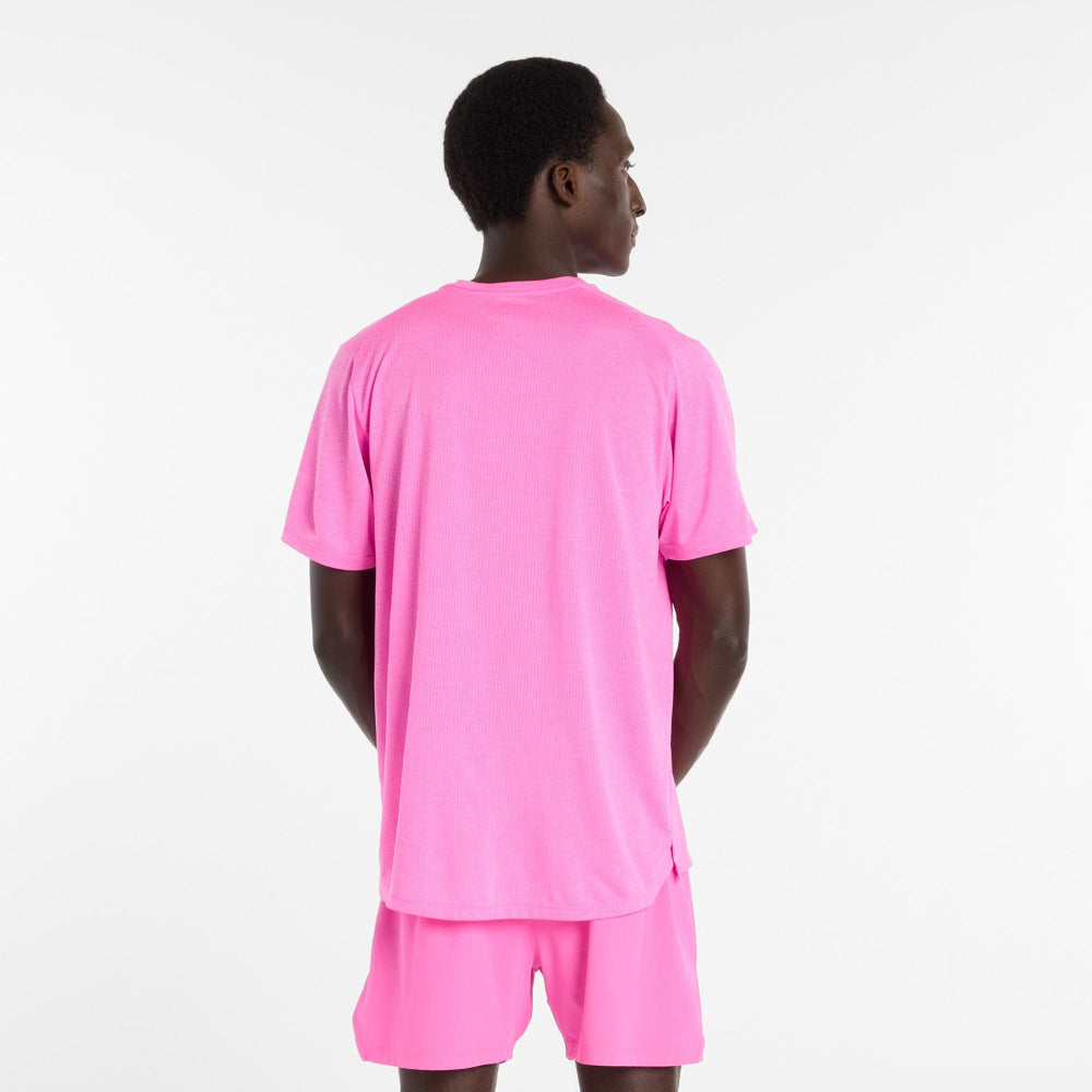New Balance RC Essential T-Shirt Herre - Pink Heat Heather/Slate Grey - Endurance Sport