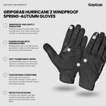 GripGrab Hurricane 2 Vindtæt Cykelhandske - Sort - Endurance Sport