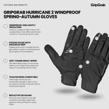 GripGrab Hurricane 2 Vindtæt Cykelhandske - Sort - Endurance Sport